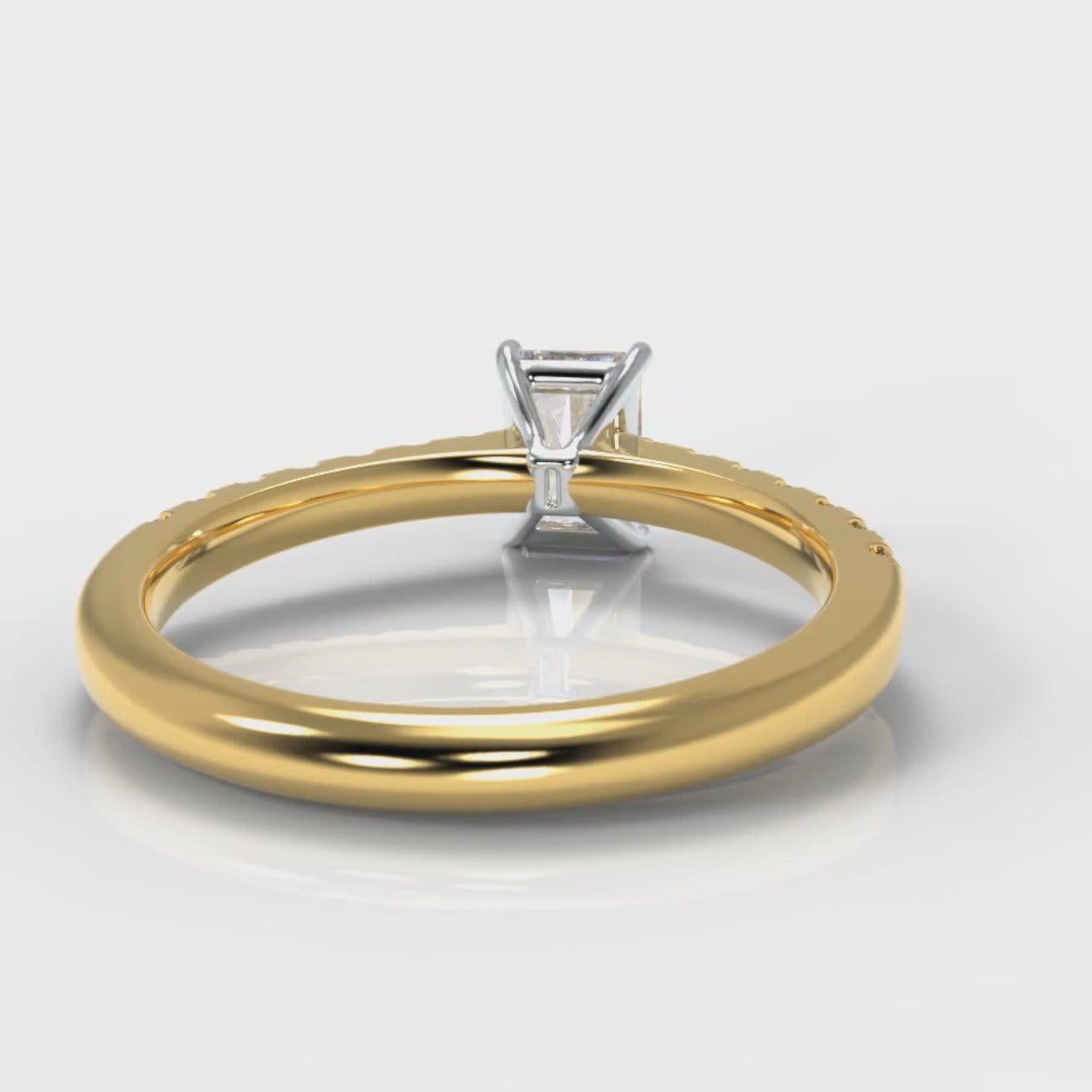 Carrée Micropavé Radiant Cut Diamond Engagement Ring - Yellow Gold