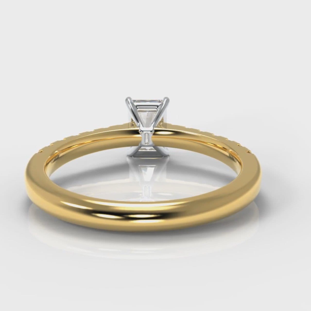 Carrée Micropavé Radiant Cut Diamond Engagement Ring - Yellow Gold