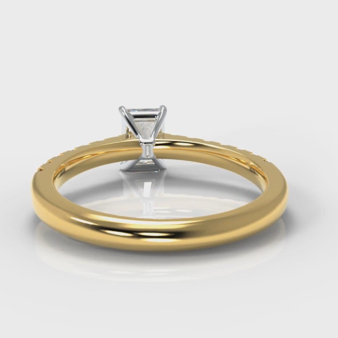 Carrée Micropavé Radiant Cut Diamond Engagement Ring - Yellow Gold