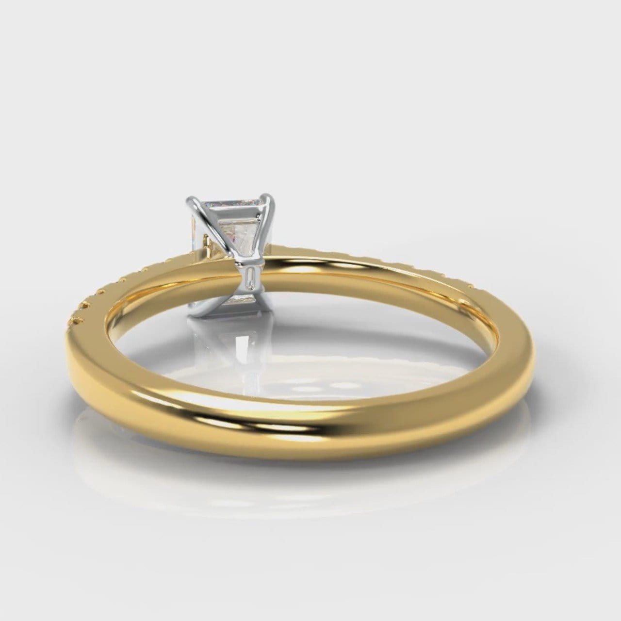 Carrée Micropavé Radiant Cut Diamond Engagement Ring - Yellow Gold