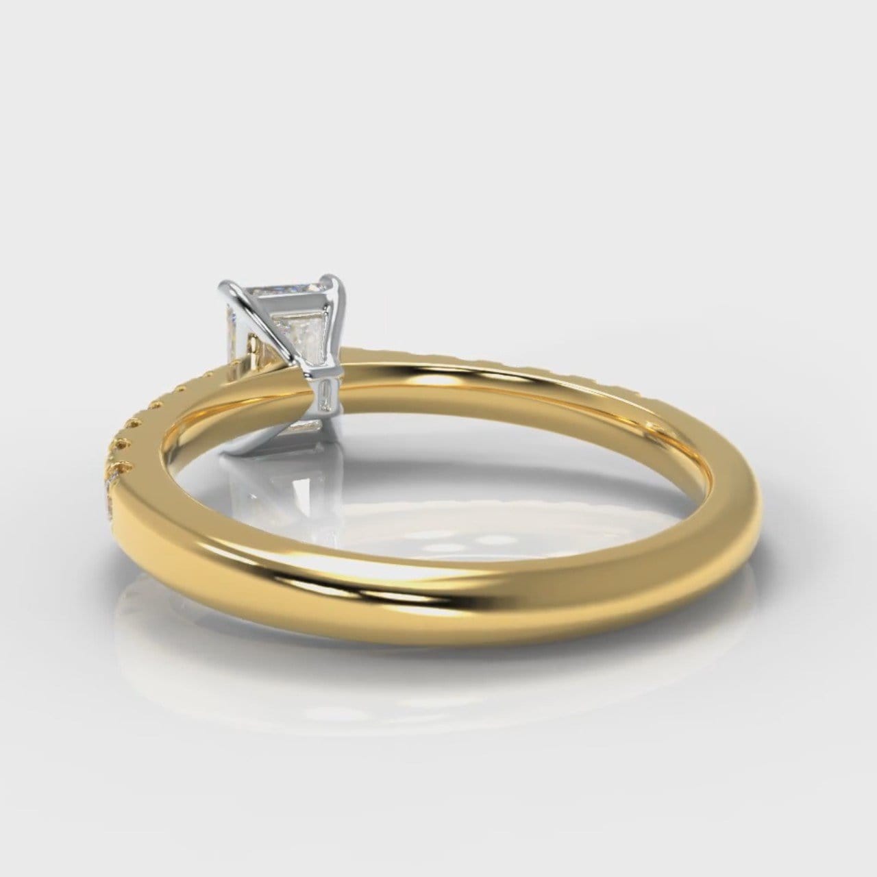 Carrée Micropavé Radiant Cut Diamond Engagement Ring - Yellow Gold