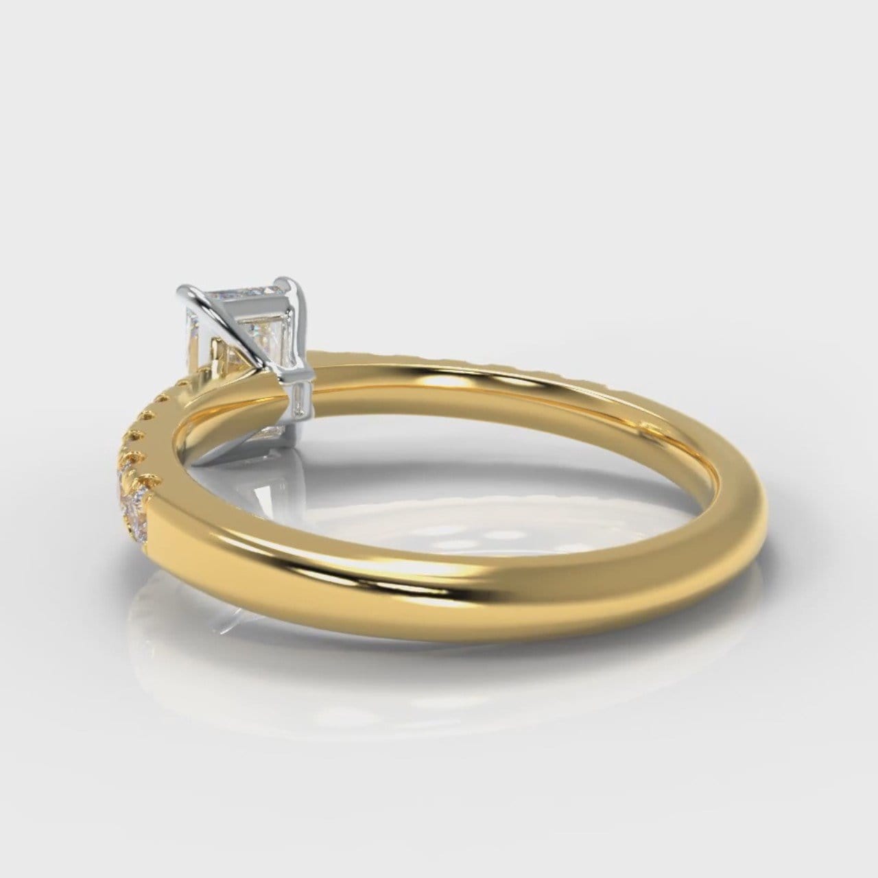 Carrée Micropavé Radiant Cut Diamond Engagement Ring - Yellow Gold