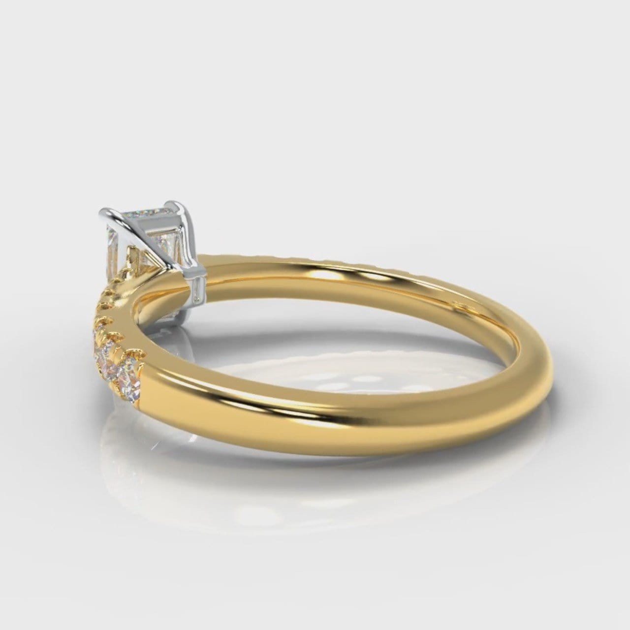 Carrée Micropavé Radiant Cut Diamond Engagement Ring - Yellow Gold