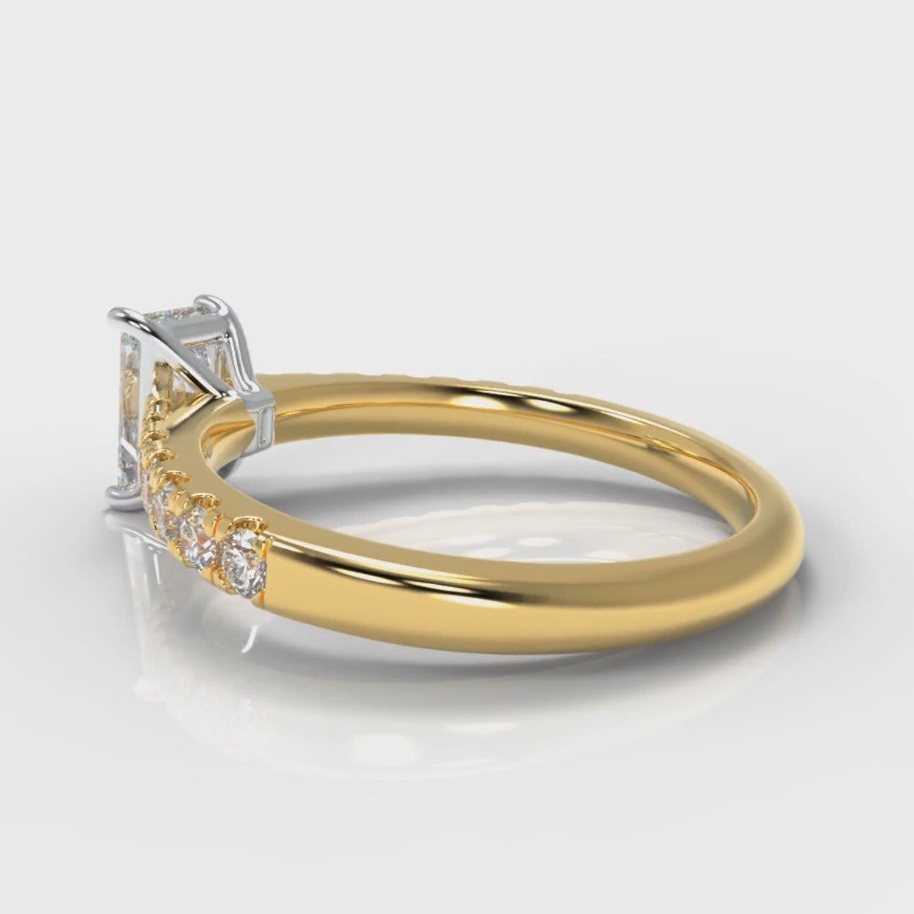Carrée Micropavé Radiant Cut Diamond Engagement Ring - Yellow Gold