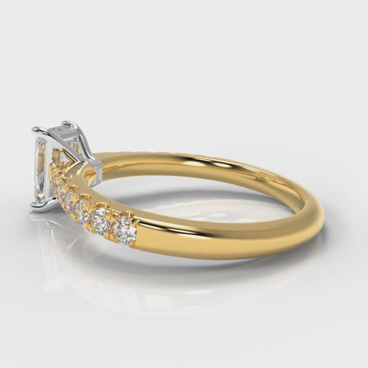 Carrée Micropavé Radiant Cut Diamond Engagement Ring - Yellow Gold