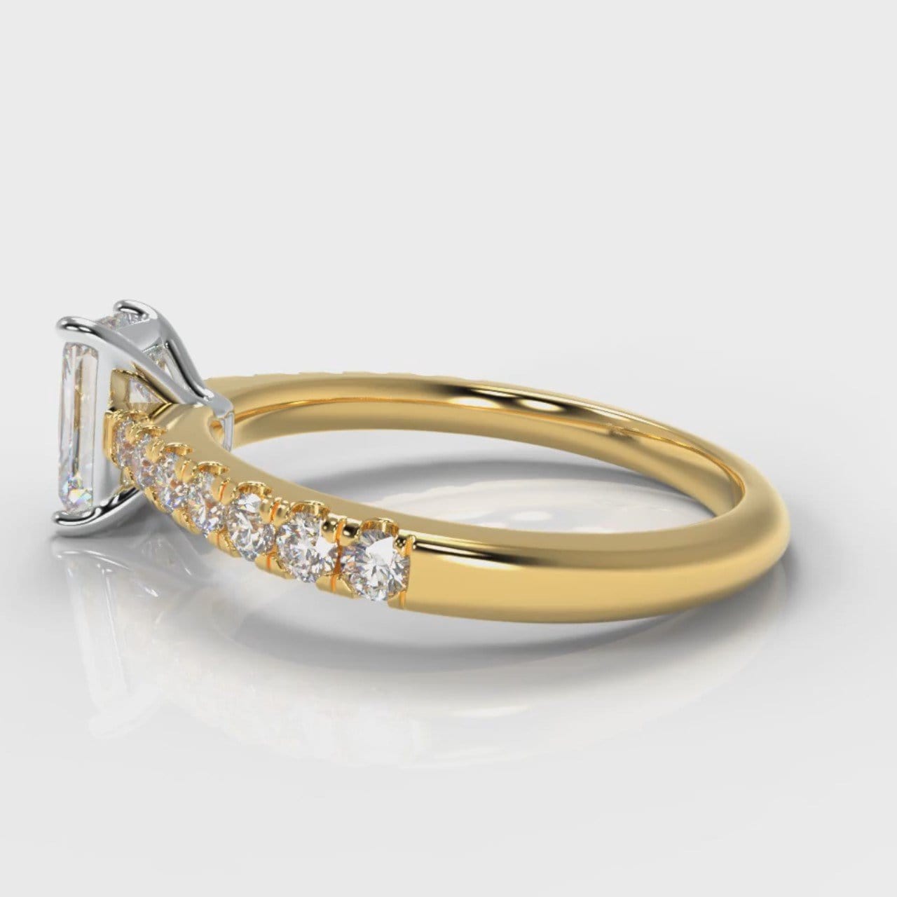 Carrée Micropavé Radiant Cut Diamond Engagement Ring - Yellow Gold