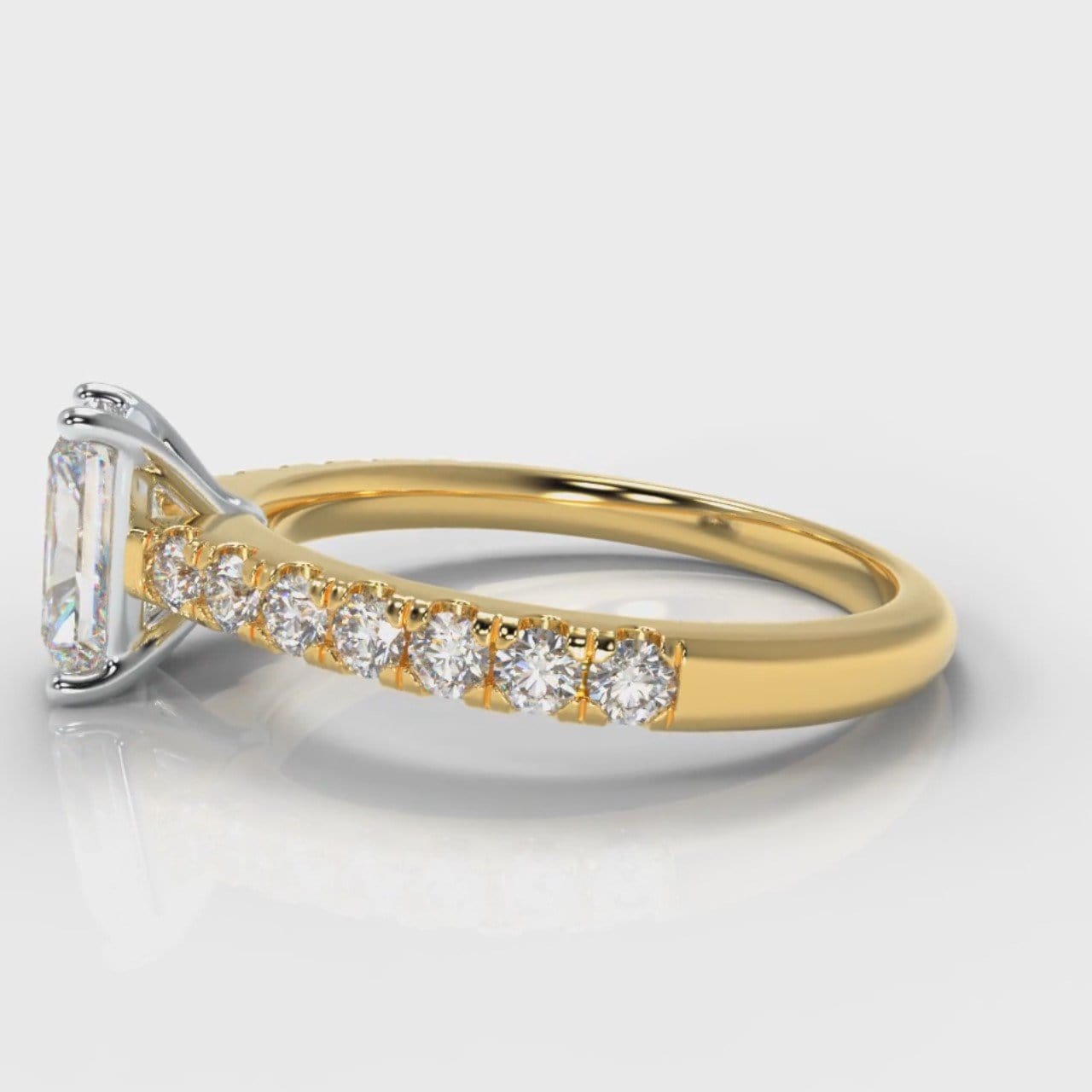 Carrée Micropavé Radiant Cut Diamond Engagement Ring - Yellow Gold