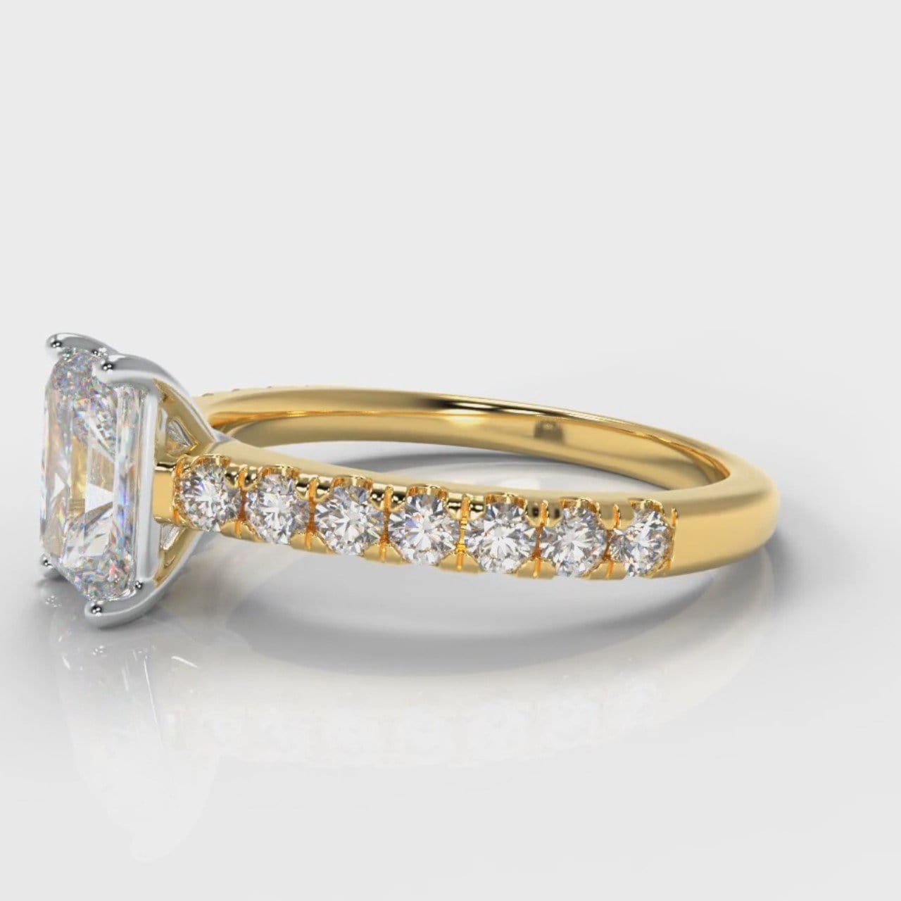 Carrée Micropavé Radiant Cut Diamond Engagement Ring - Yellow Gold