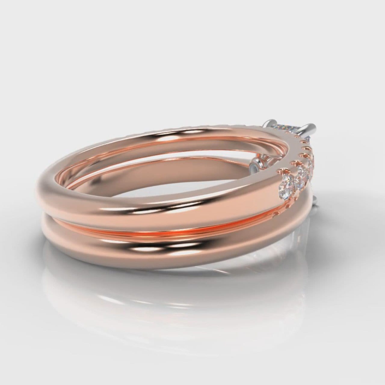 Carrée Solitaire Emerald Cut Diamond Bridal Set - Rose Gold