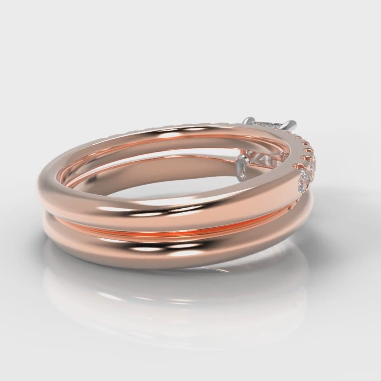 Carrée Solitaire Emerald Cut Diamond Bridal Set - Rose Gold