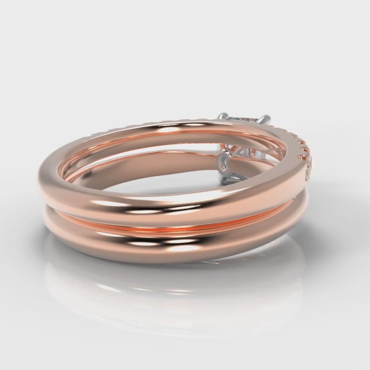 Carrée Solitaire Emerald Cut Diamond Bridal Set - Rose Gold
