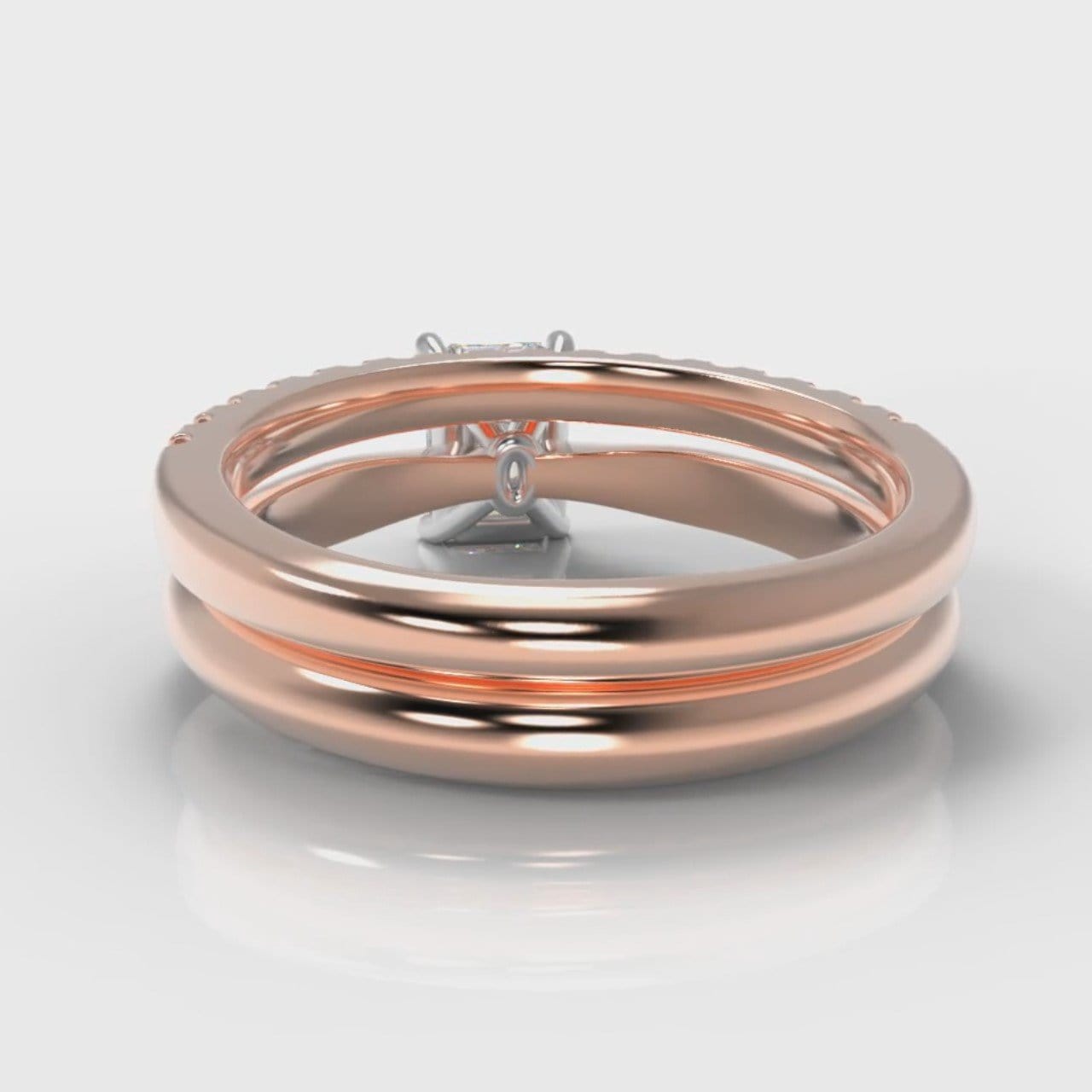 Carrée Solitaire Emerald Cut Diamond Bridal Set - Rose Gold