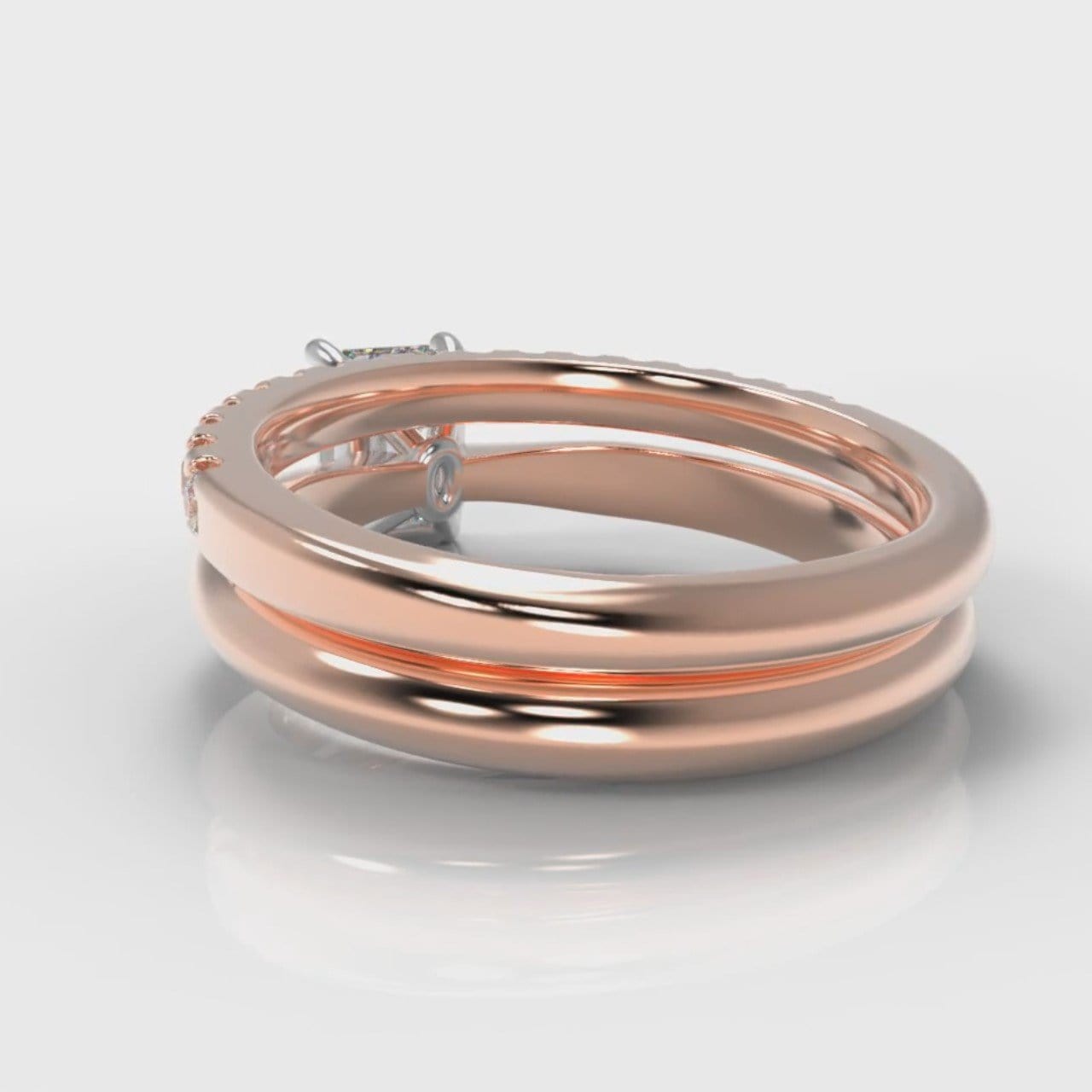 Carrée Solitaire Emerald Cut Diamond Bridal Set - Rose Gold