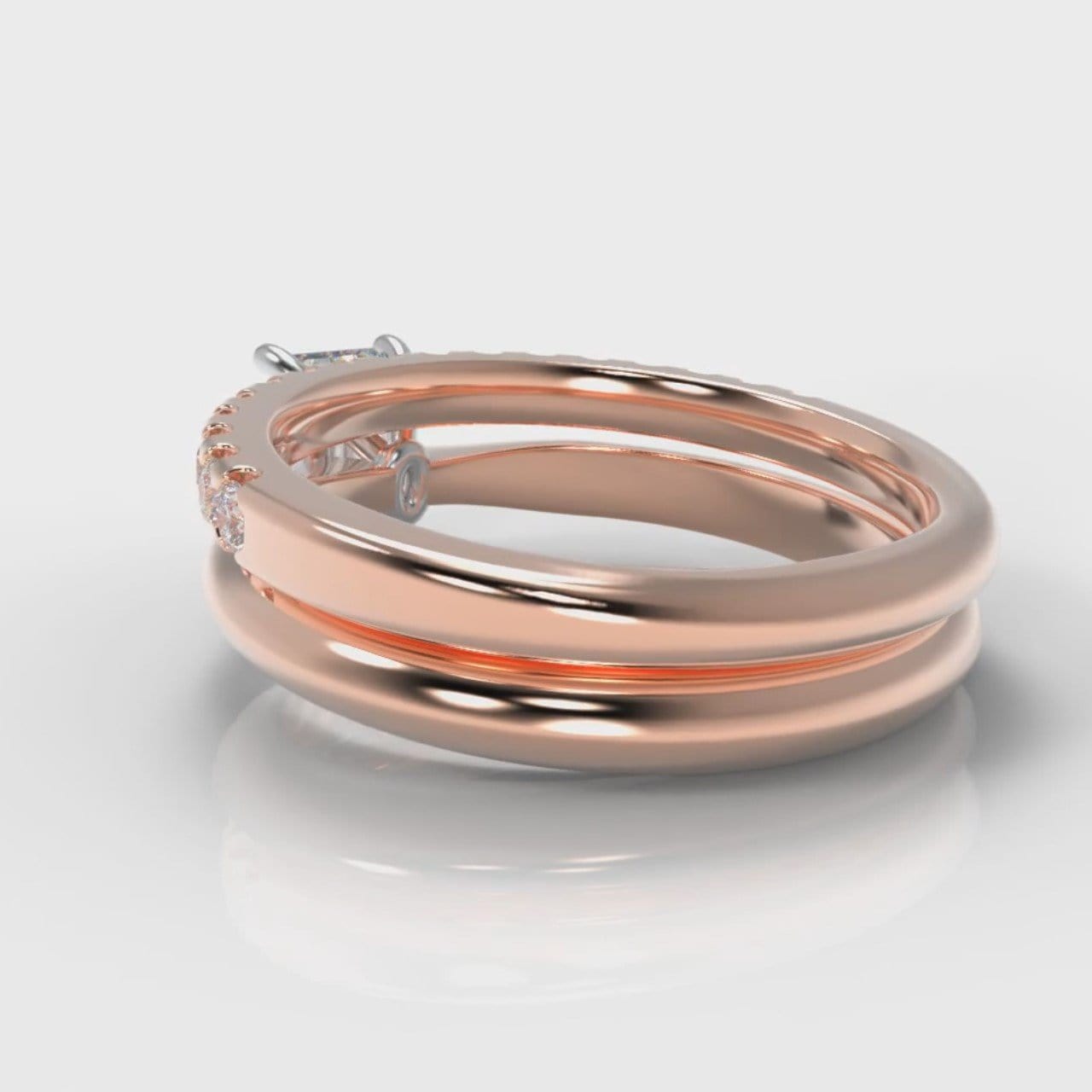 Carrée Solitaire Emerald Cut Diamond Bridal Set - Rose Gold