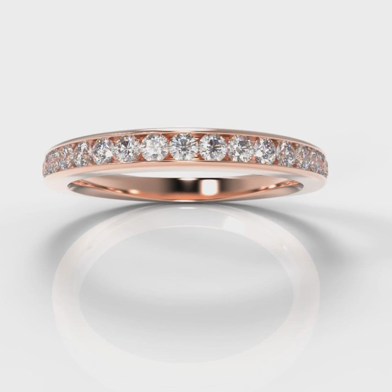 Channel Set Diamond Wedding Ring - Rose Gold