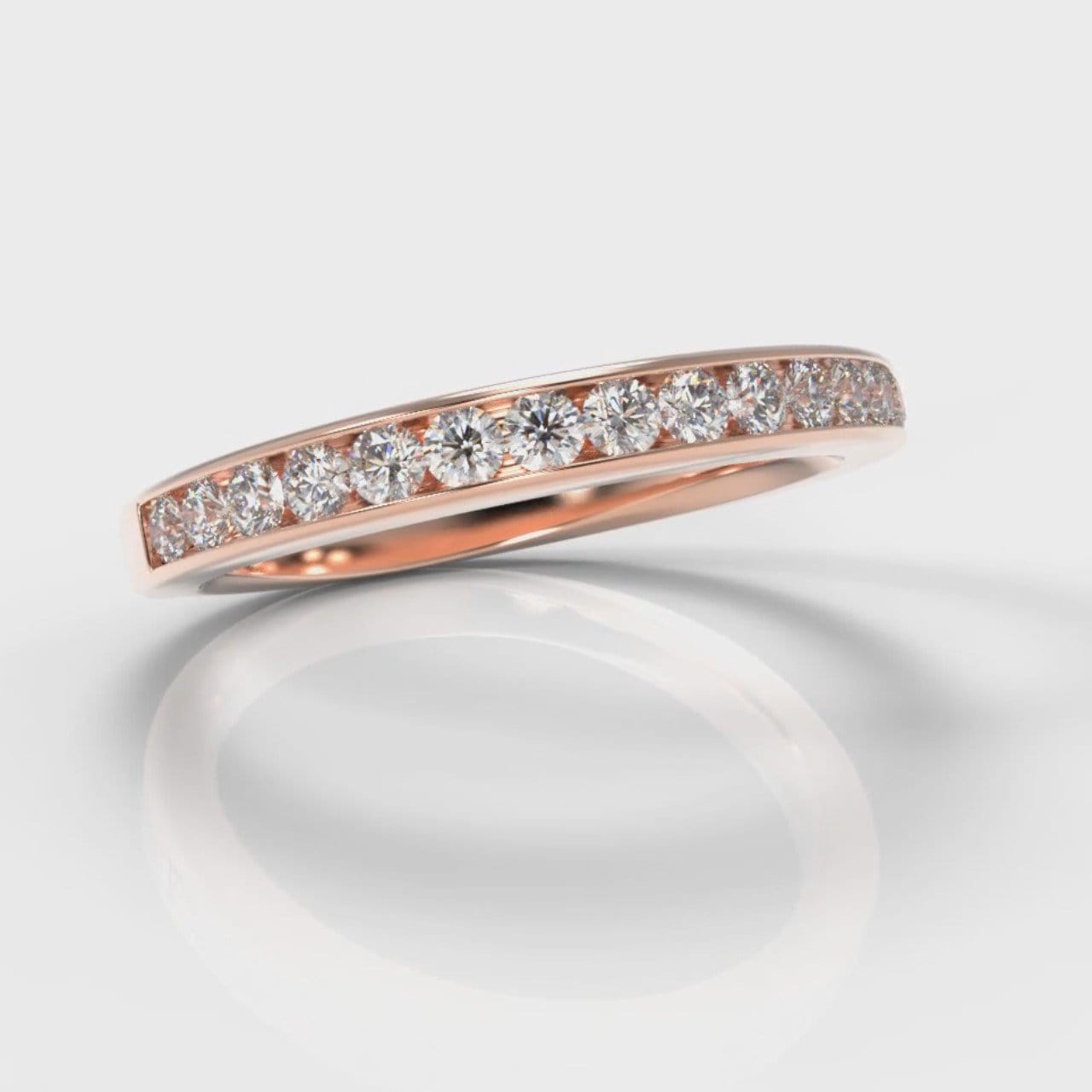 Channel Set Diamond Wedding Ring - Rose Gold