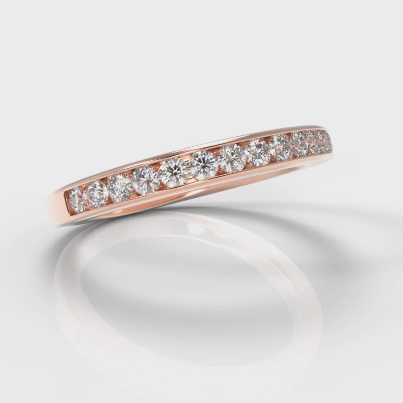Channel Set Diamond Wedding Ring - Rose Gold
