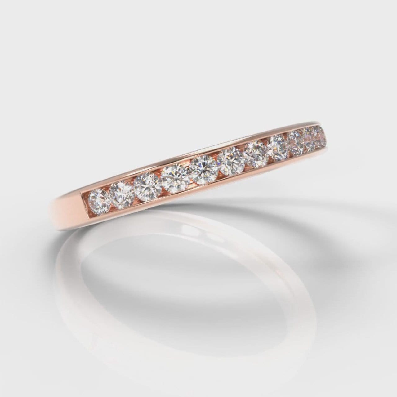 Channel Set Diamond Wedding Ring - Rose Gold
