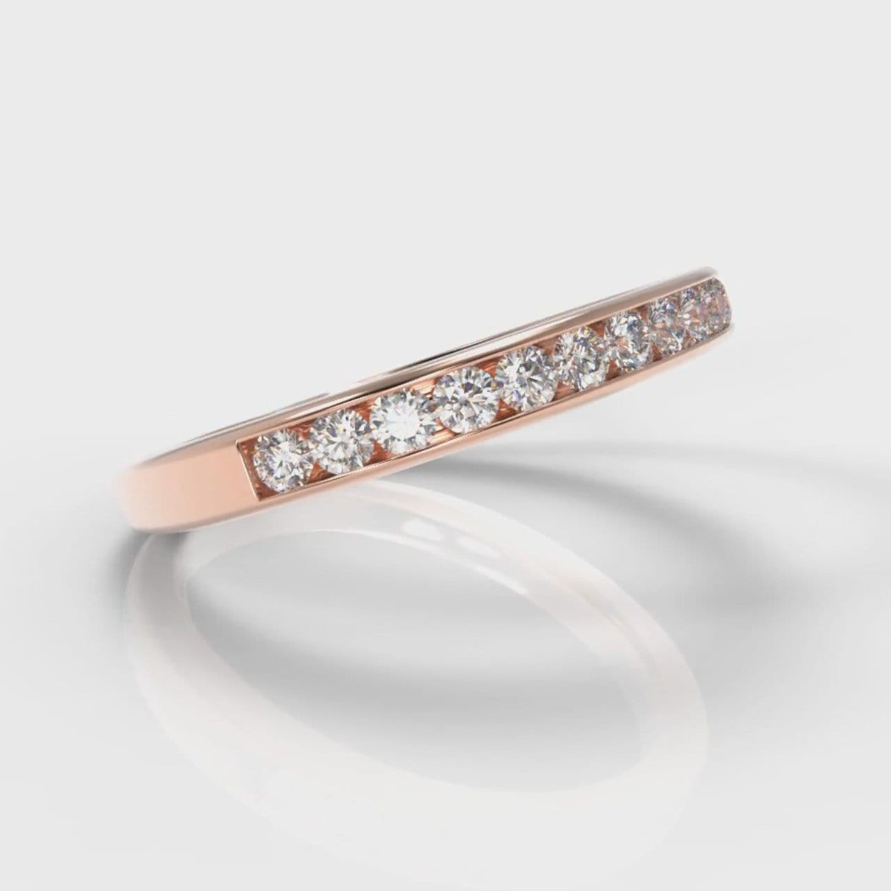 Channel Set Diamond Wedding Ring - Rose Gold