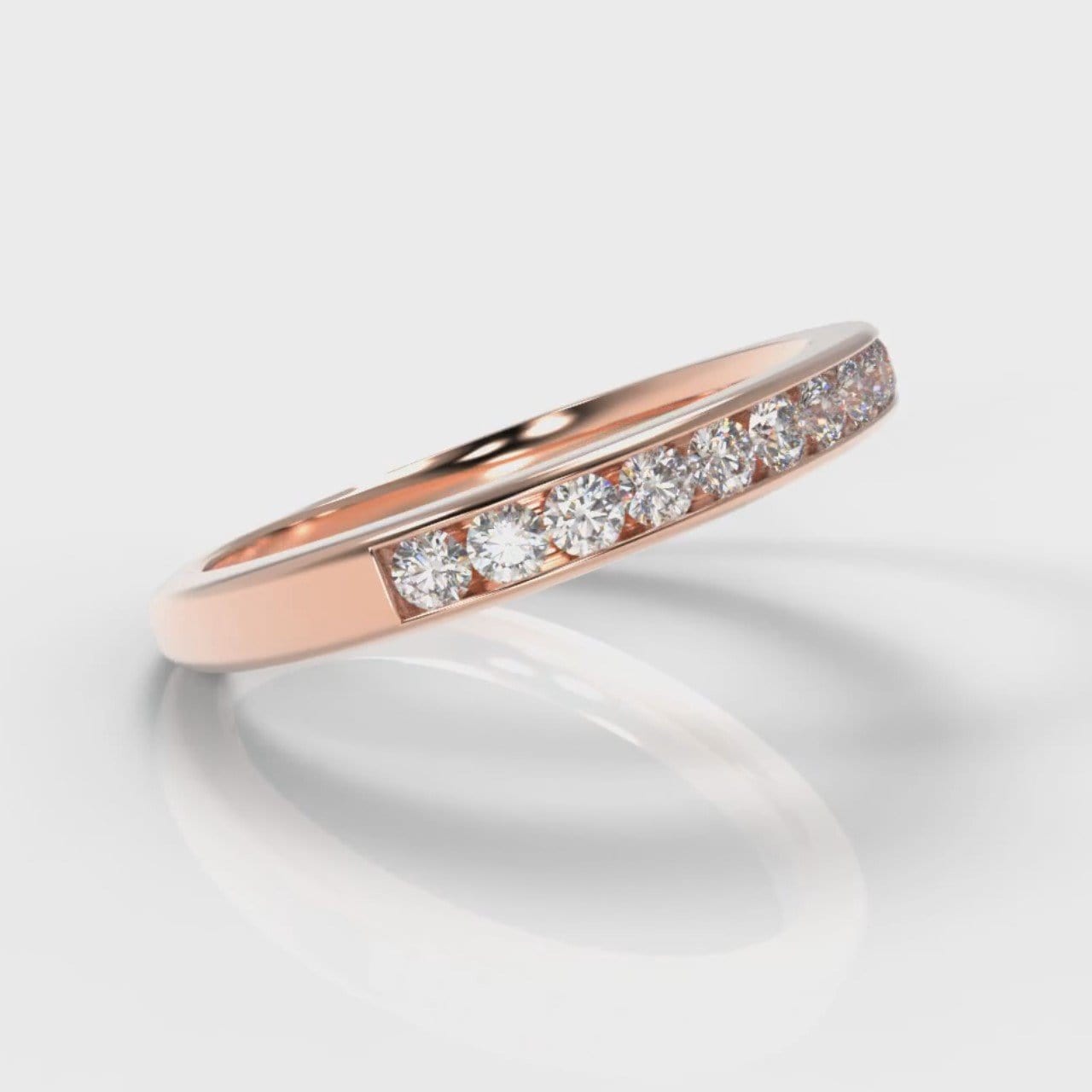 Channel Set Diamond Wedding Ring - Rose Gold