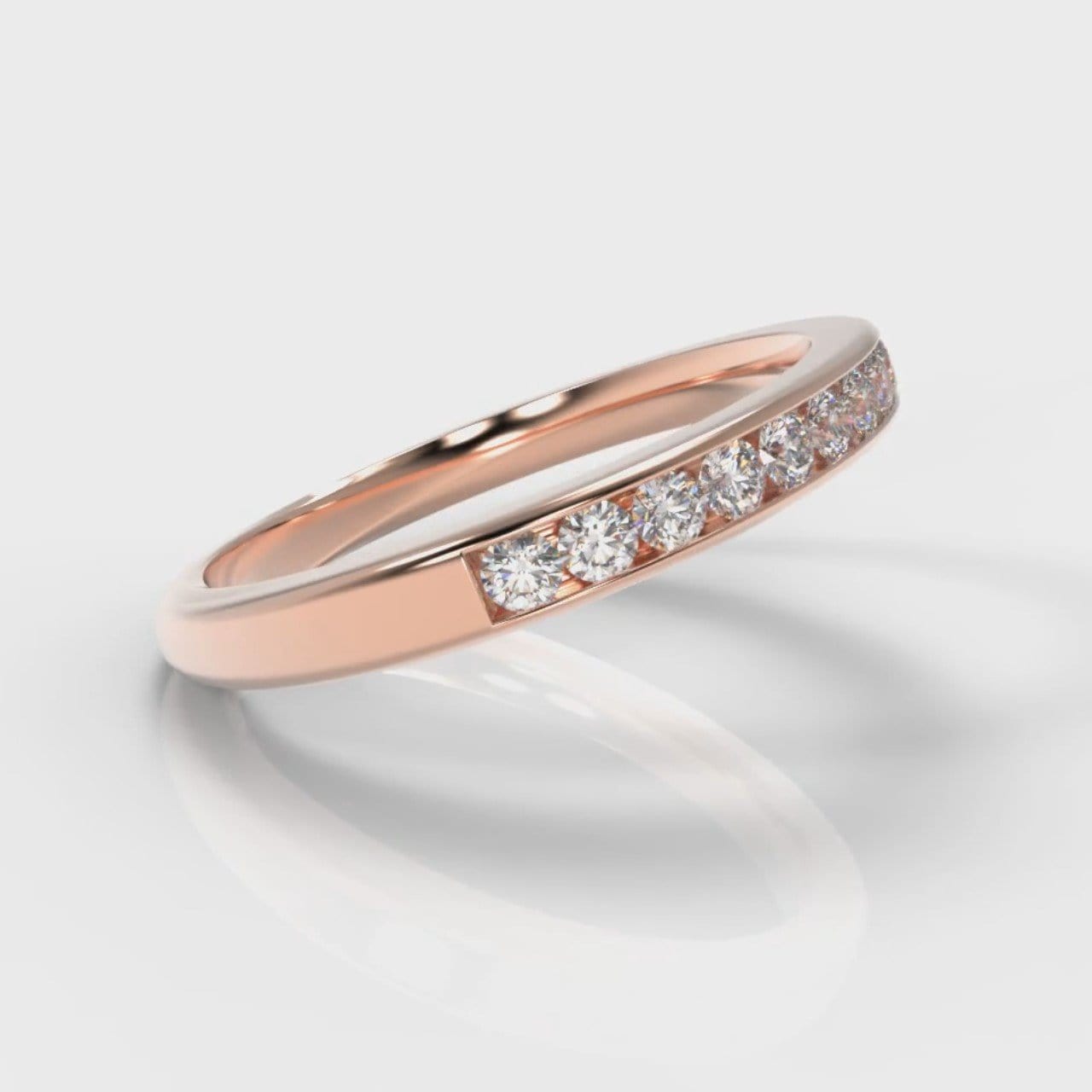 Channel Set Diamond Wedding Ring - Rose Gold
