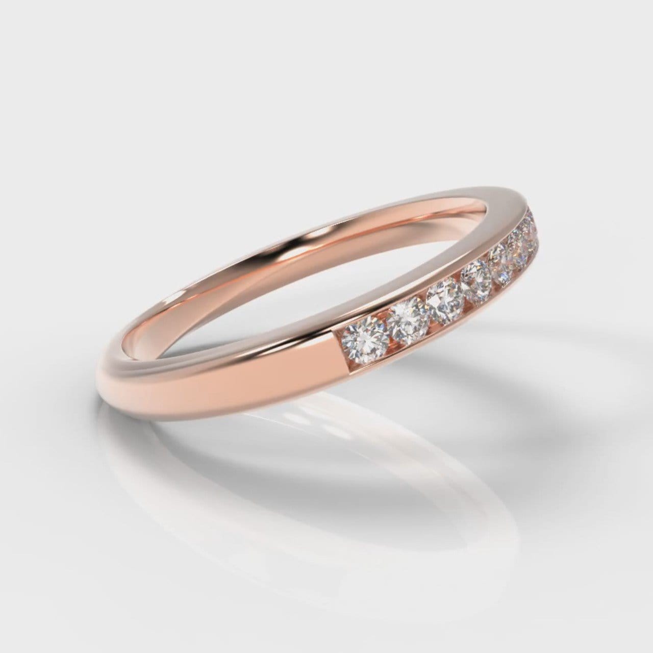 Channel Set Diamond Wedding Ring - Rose Gold