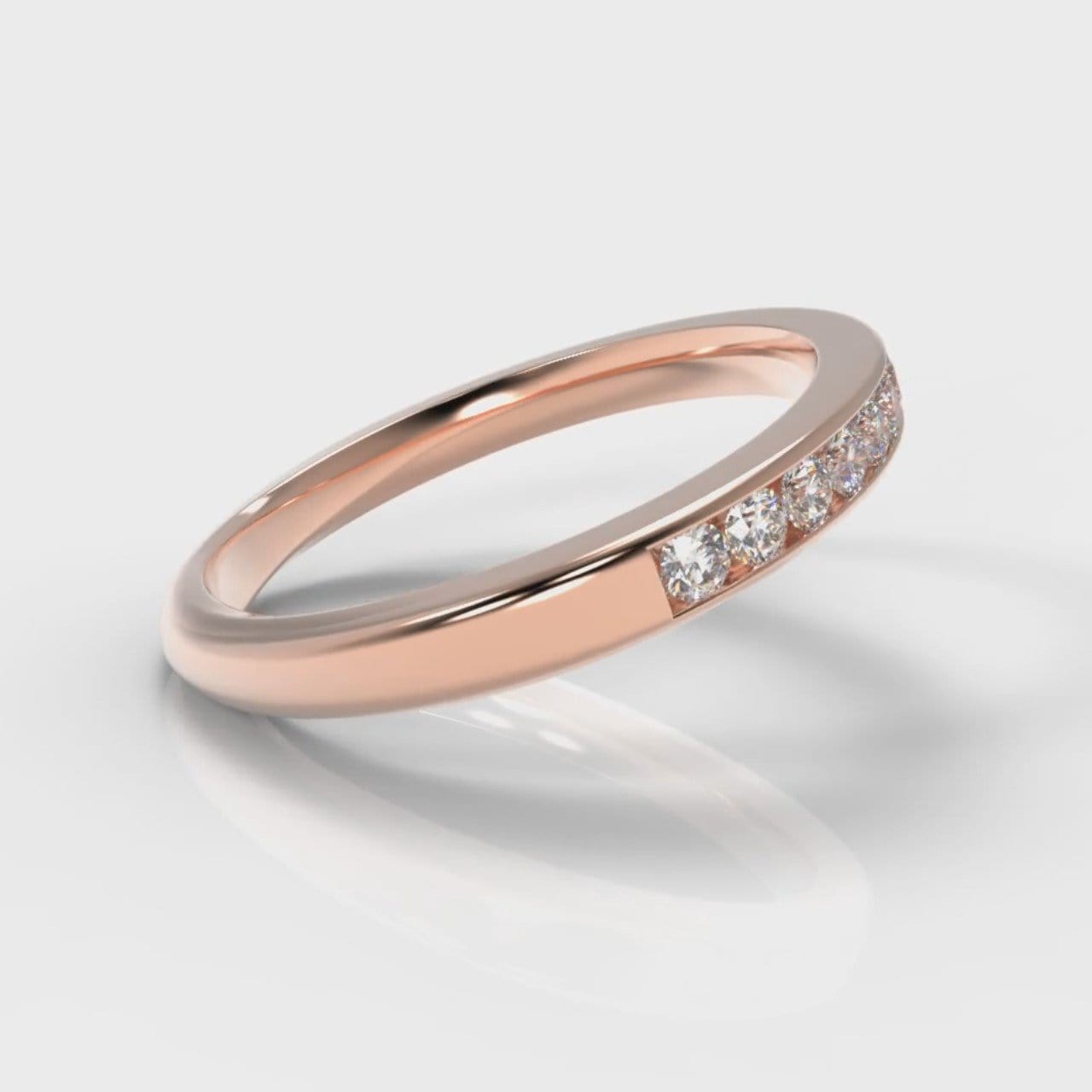 Channel Set Diamond Wedding Ring - Rose Gold