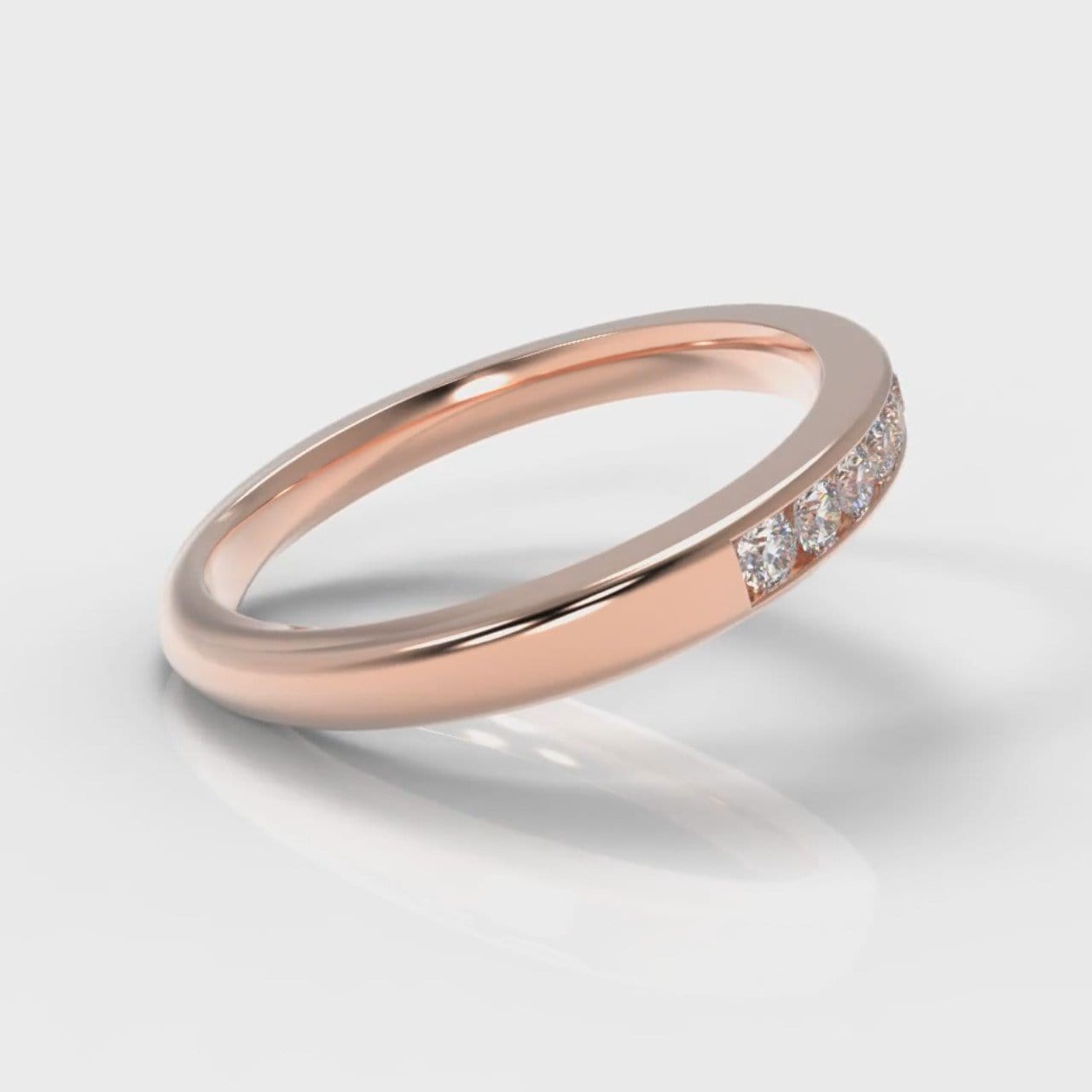Channel Set Diamond Wedding Ring - Rose Gold