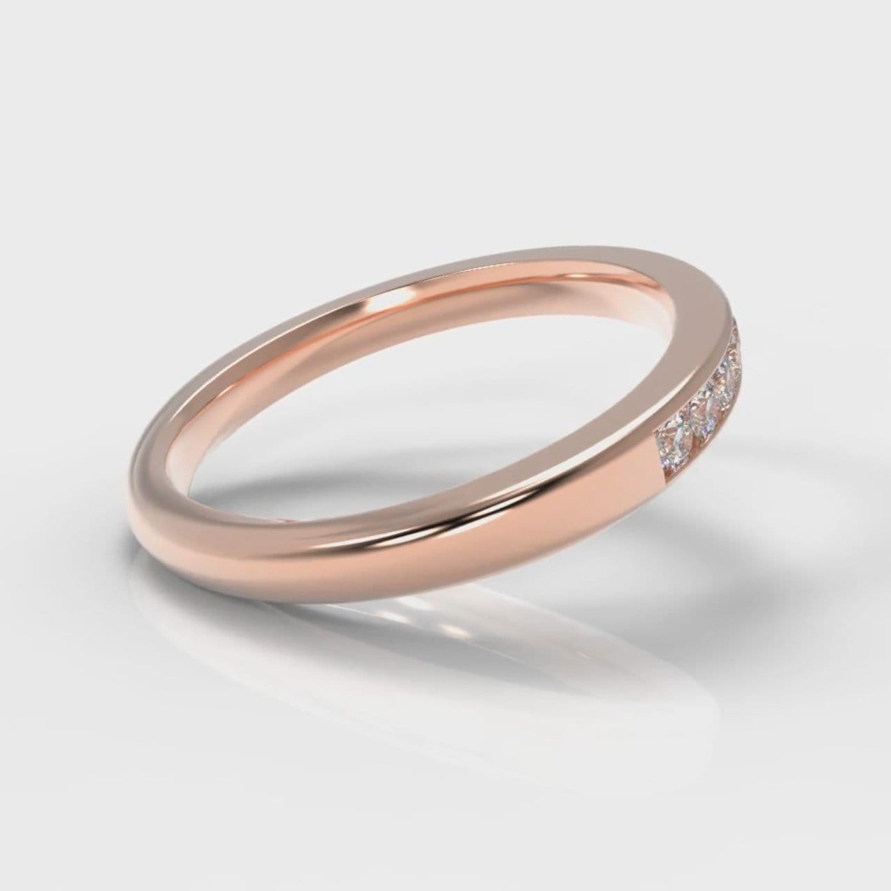 Channel Set Diamond Wedding Ring - Rose Gold