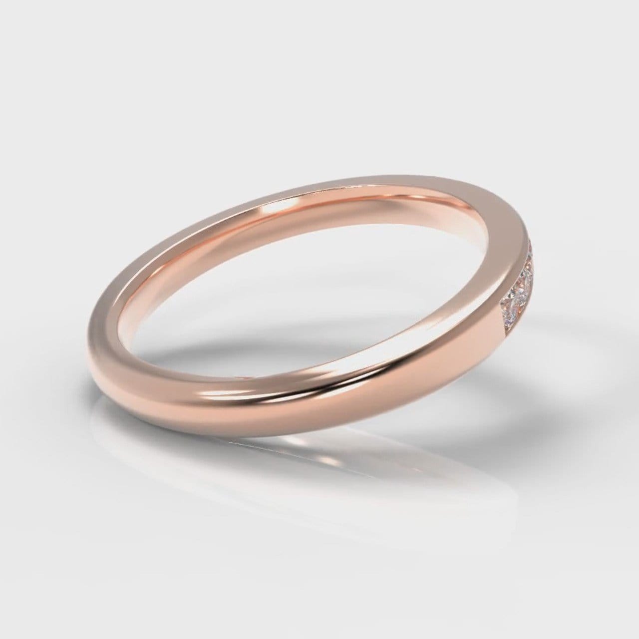 Channel Set Diamond Wedding Ring - Rose Gold