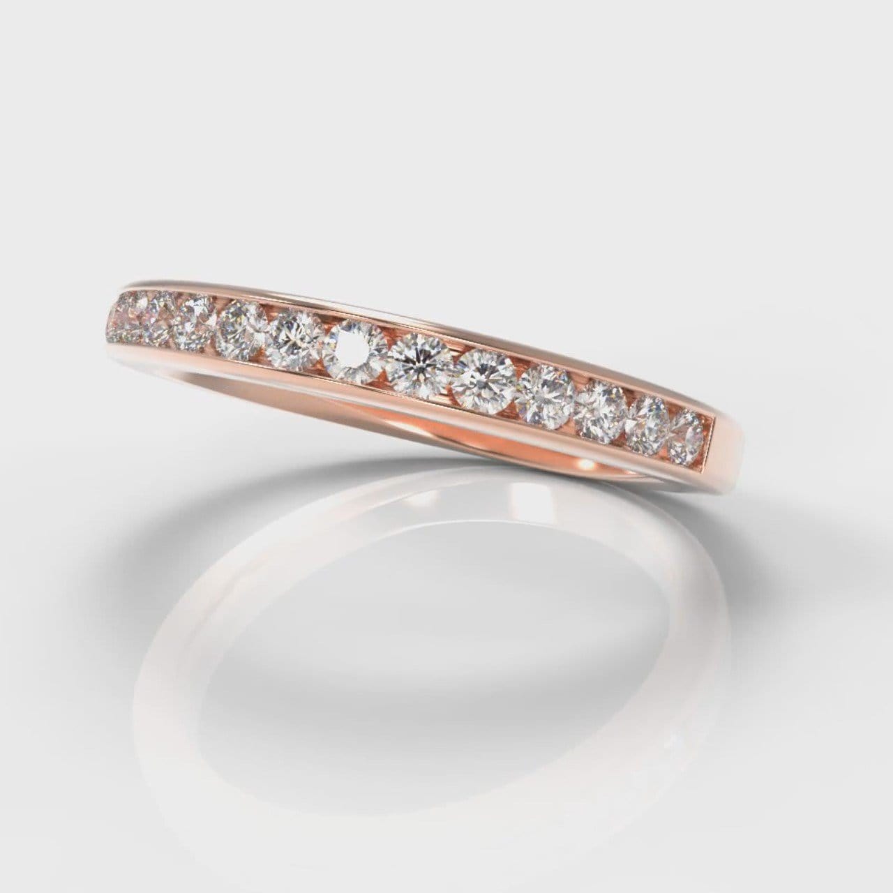 Channel Set Diamond Wedding Ring - Rose Gold