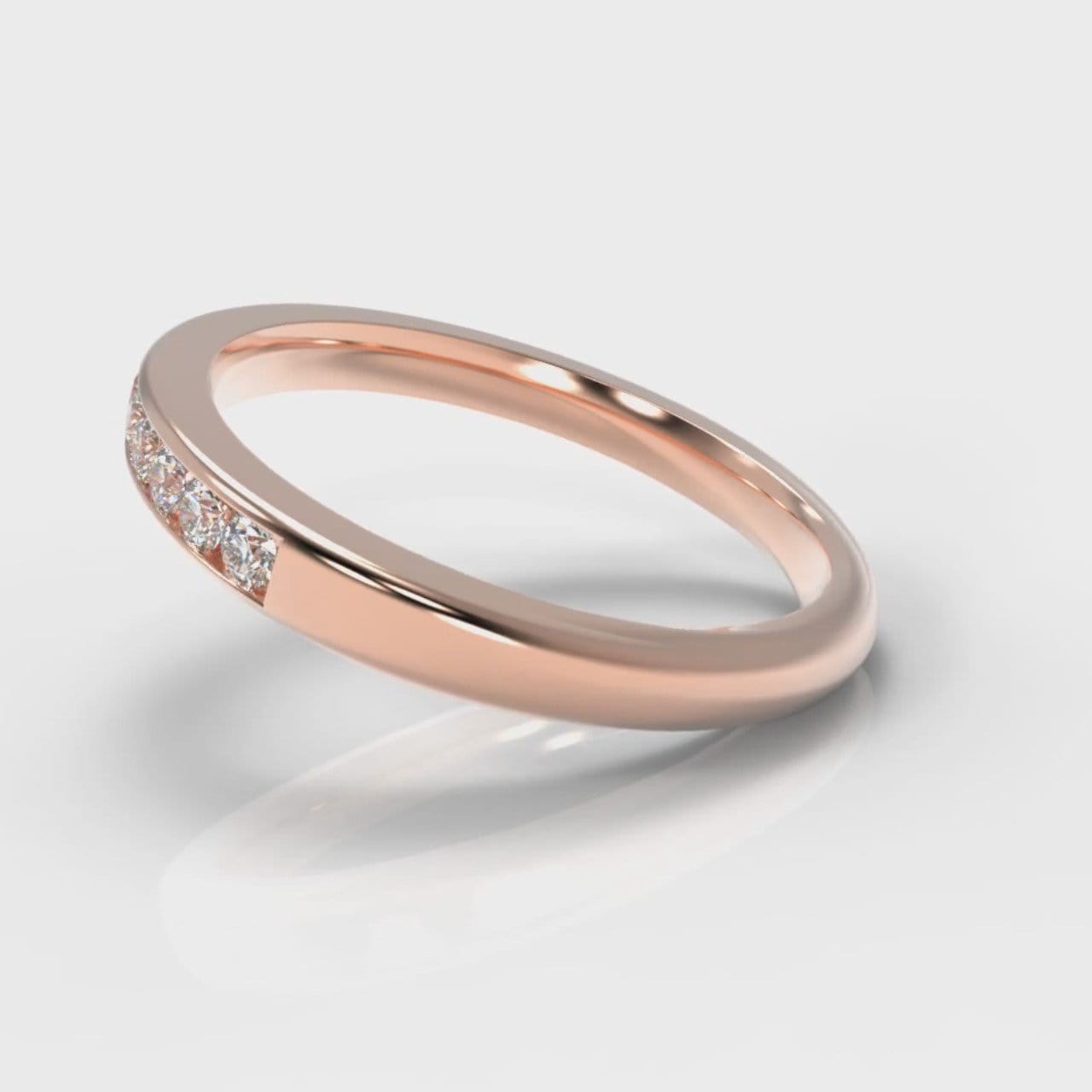 Channel Set Diamond Wedding Ring - Rose Gold