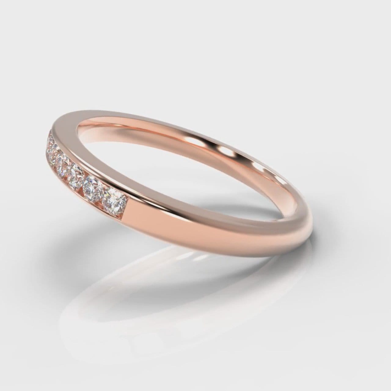 Channel Set Diamond Wedding Ring - Rose Gold