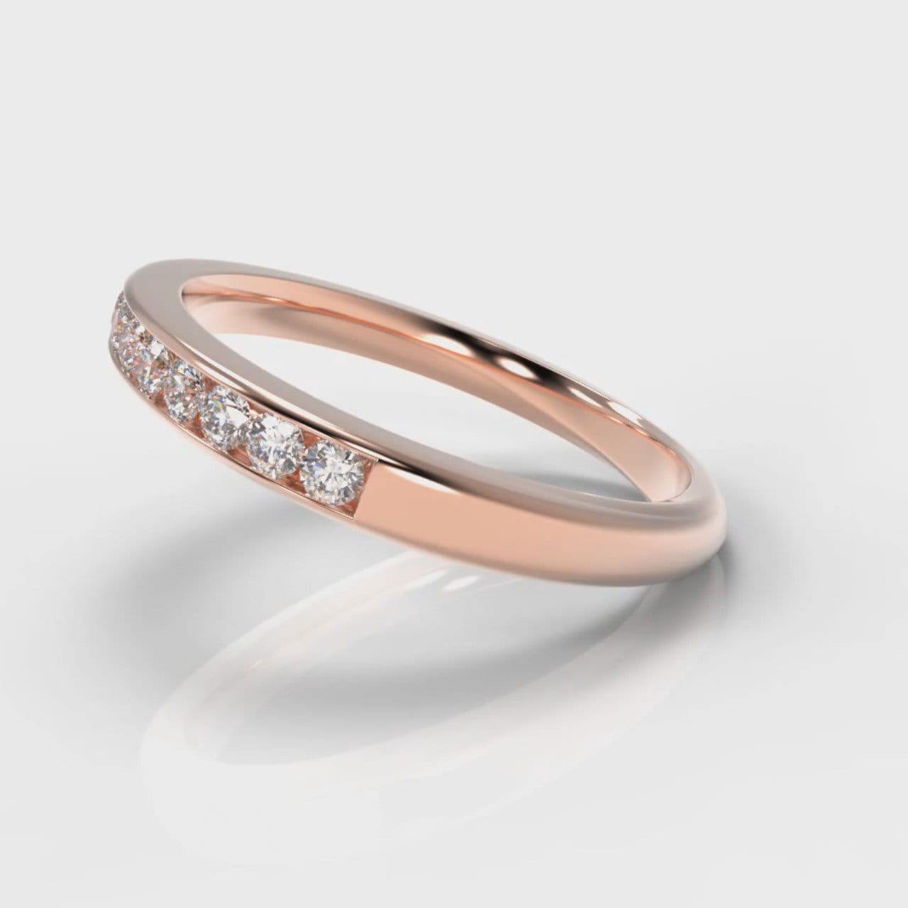 Channel Set Diamond Wedding Ring - Rose Gold