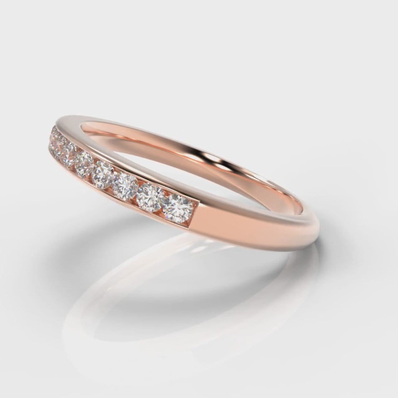 Channel Set Diamond Wedding Ring - Rose Gold