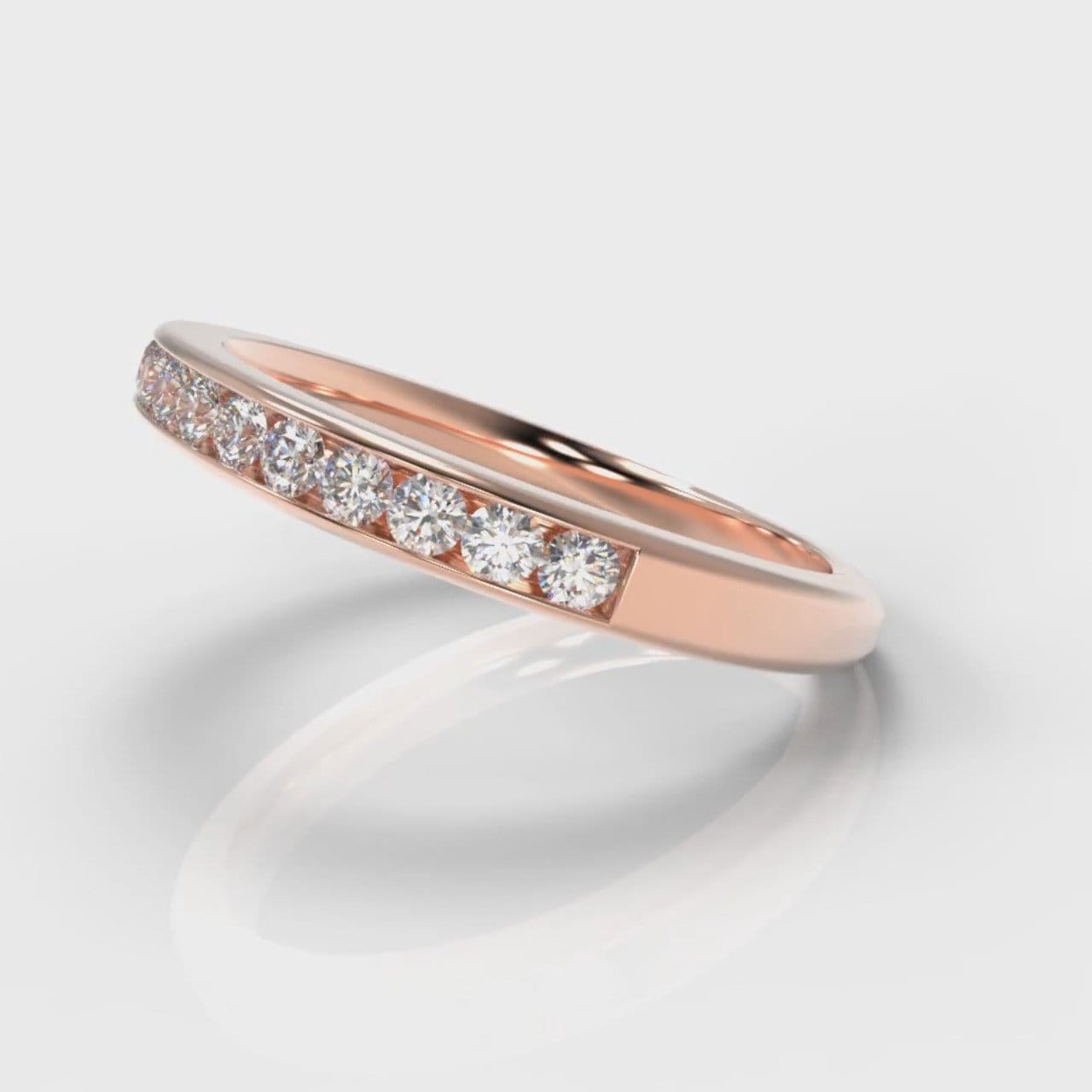 Channel Set Diamond Wedding Ring - Rose Gold