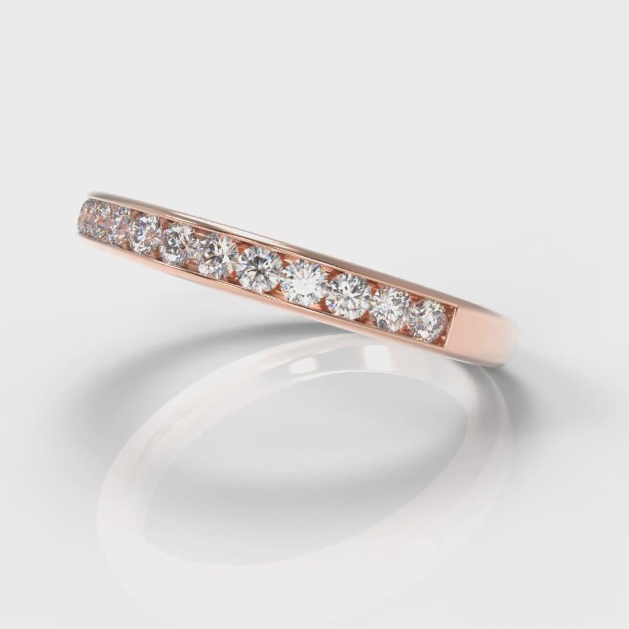 Channel Set Diamond Wedding Ring - Rose Gold