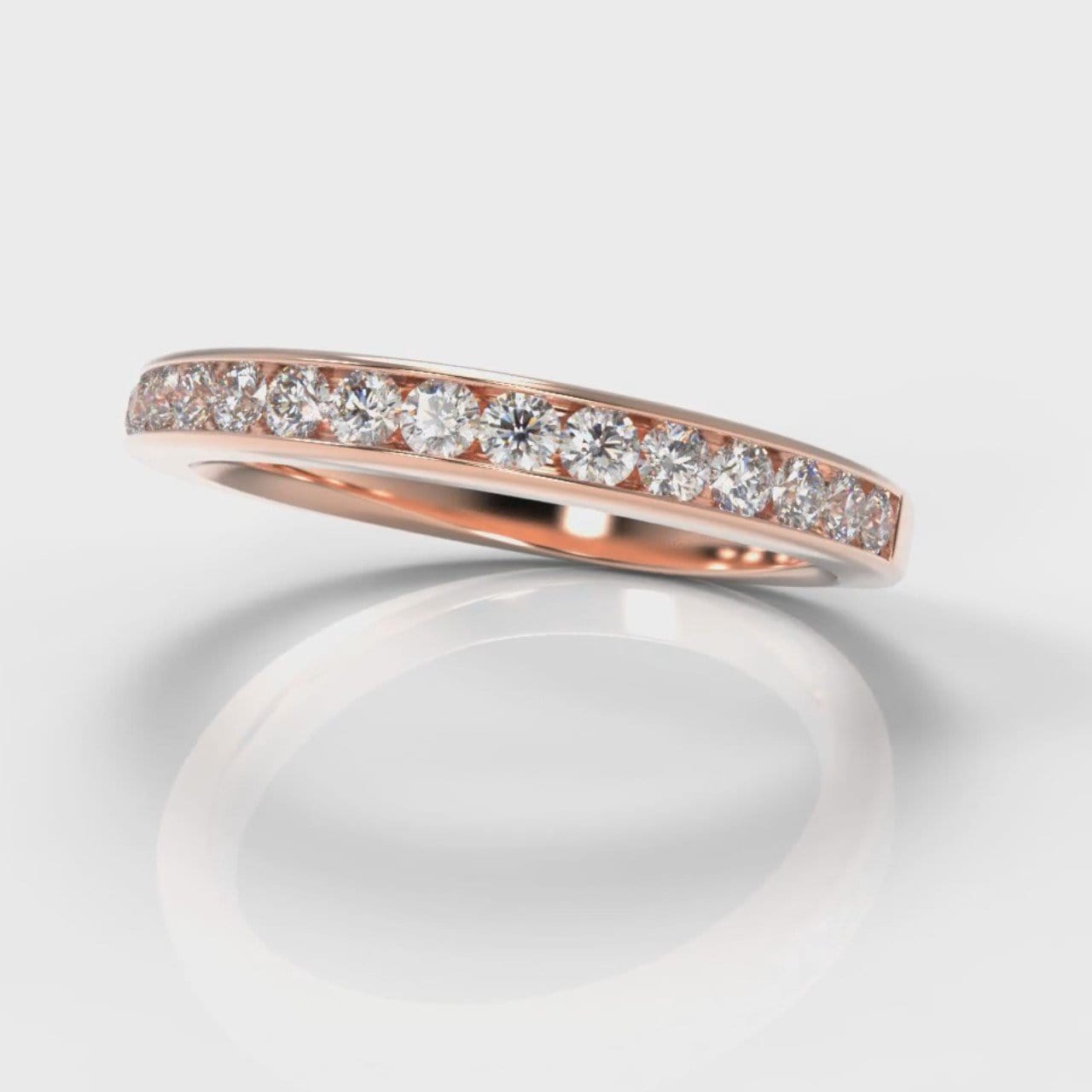 Channel Set Diamond Wedding Ring - Rose Gold