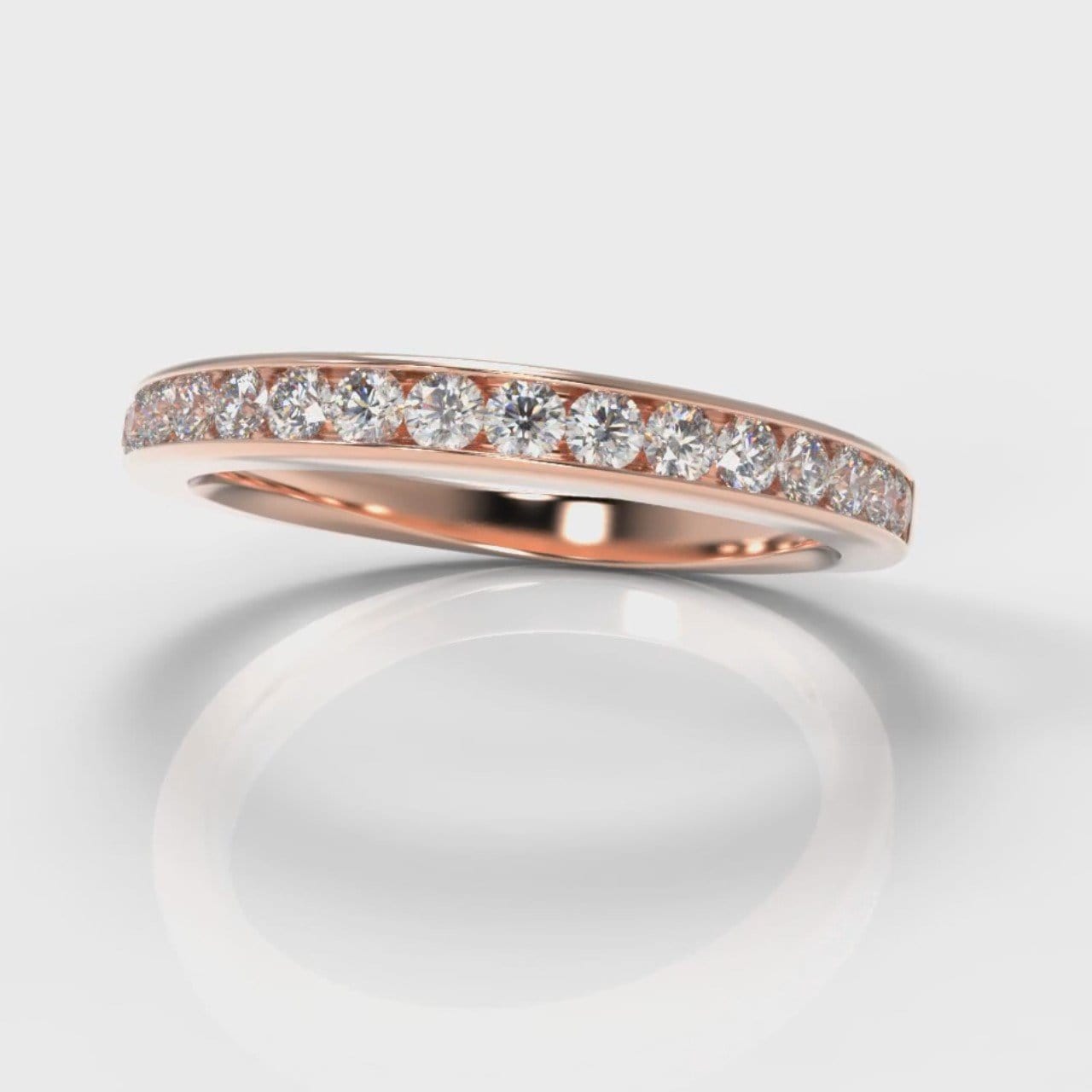 Channel Set Diamond Wedding Ring - Rose Gold