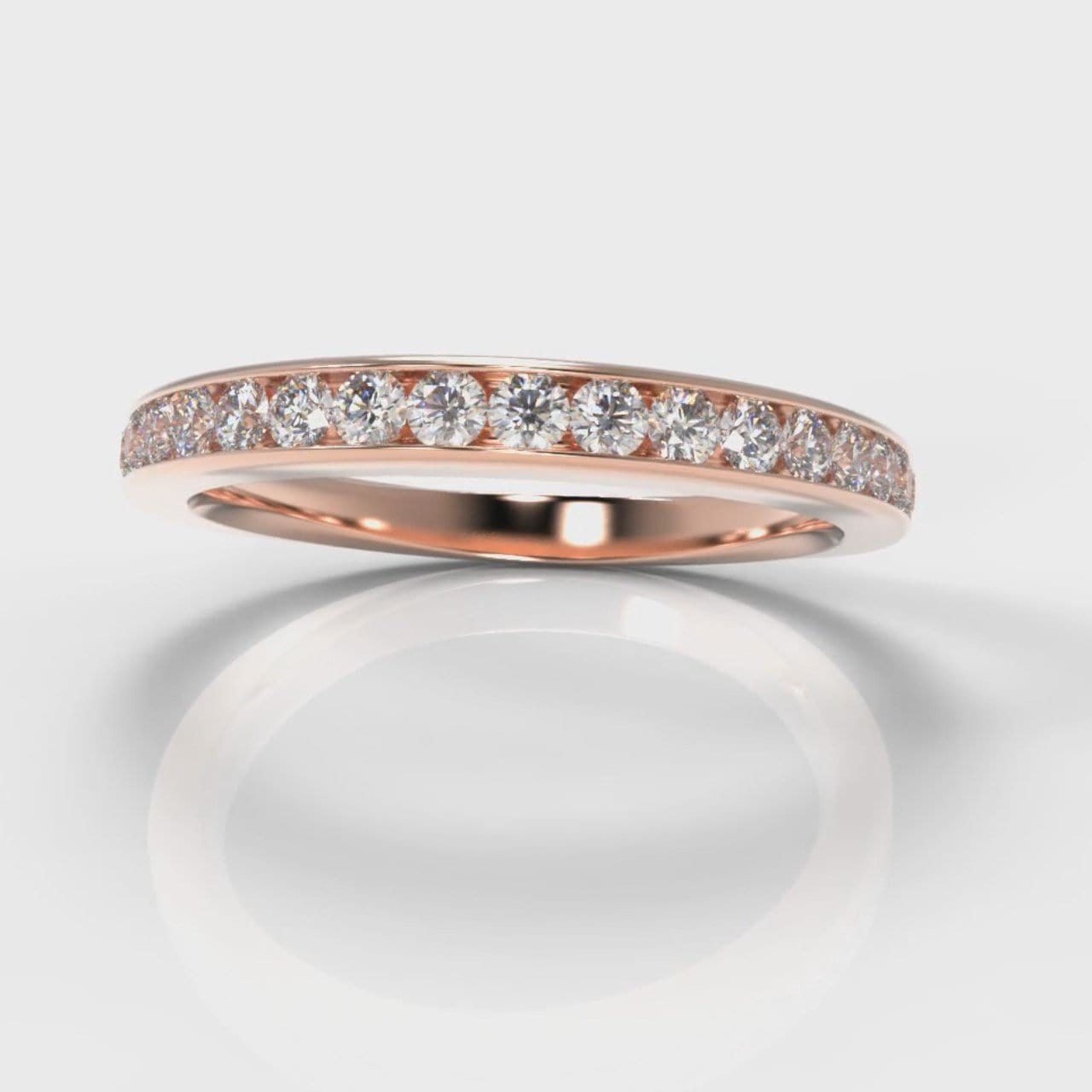 Channel Set Diamond Wedding Ring - Rose Gold