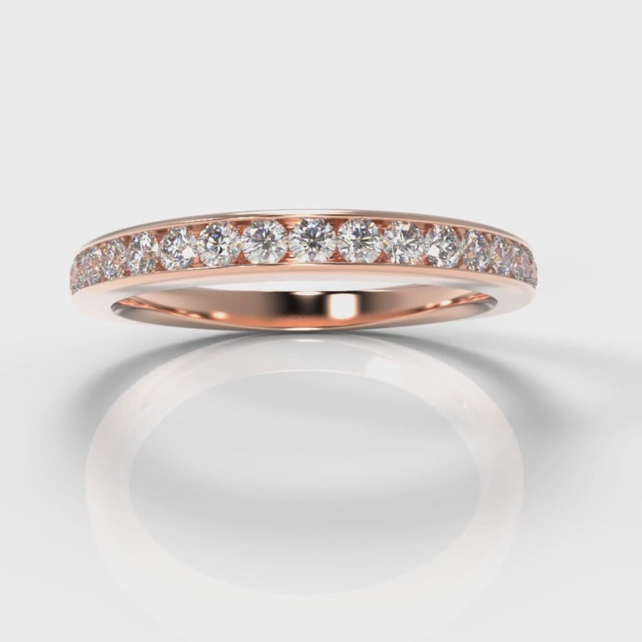 Channel Set Diamond Wedding Ring - Rose Gold