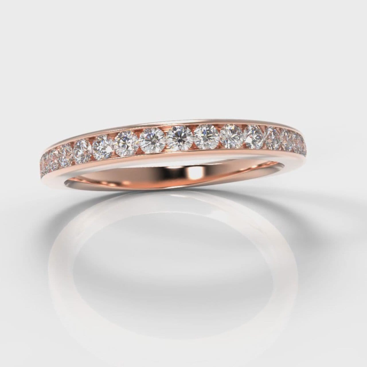 Channel Set Diamond Wedding Ring - Rose Gold
