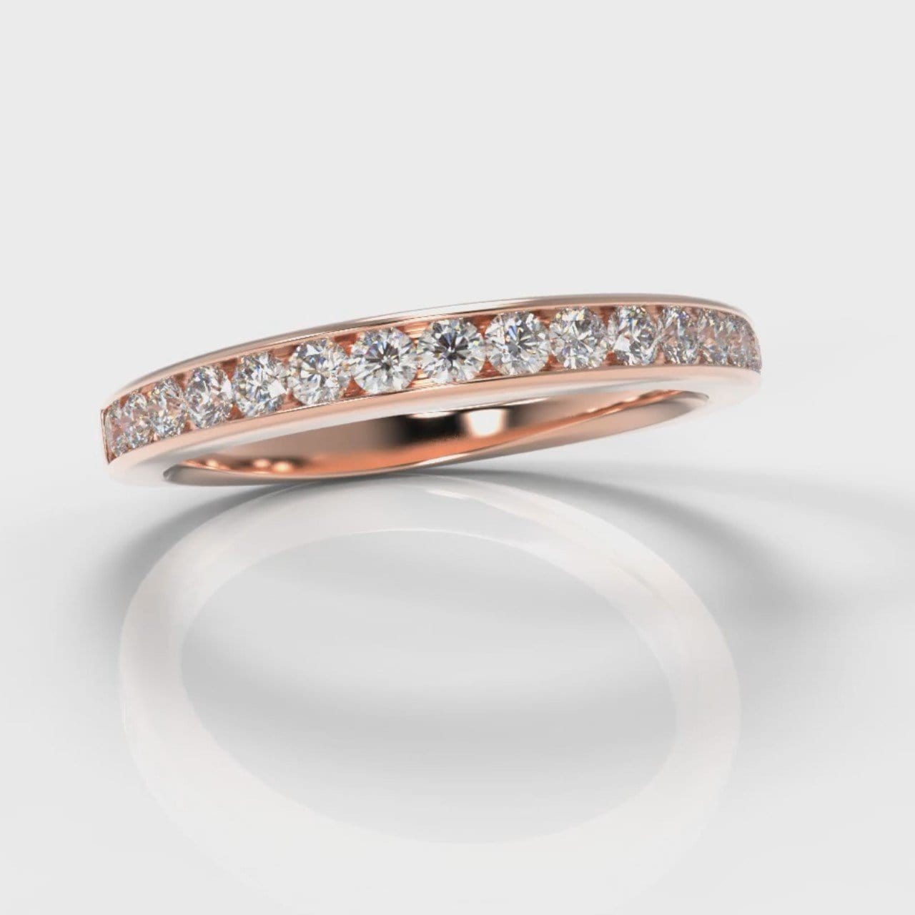 Channel Set Diamond Wedding Ring - Rose Gold