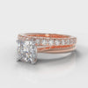 Carrée Solitaire Cushion Cut Diamond Bridal Set - Rose Gold