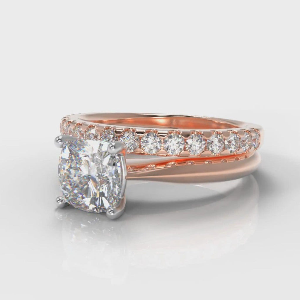 Carrée Solitaire Cushion Cut Diamond Bridal Set - Rose Gold