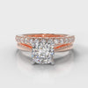 Carrée Solitaire Cushion Cut Diamond Bridal Set - Rose Gold