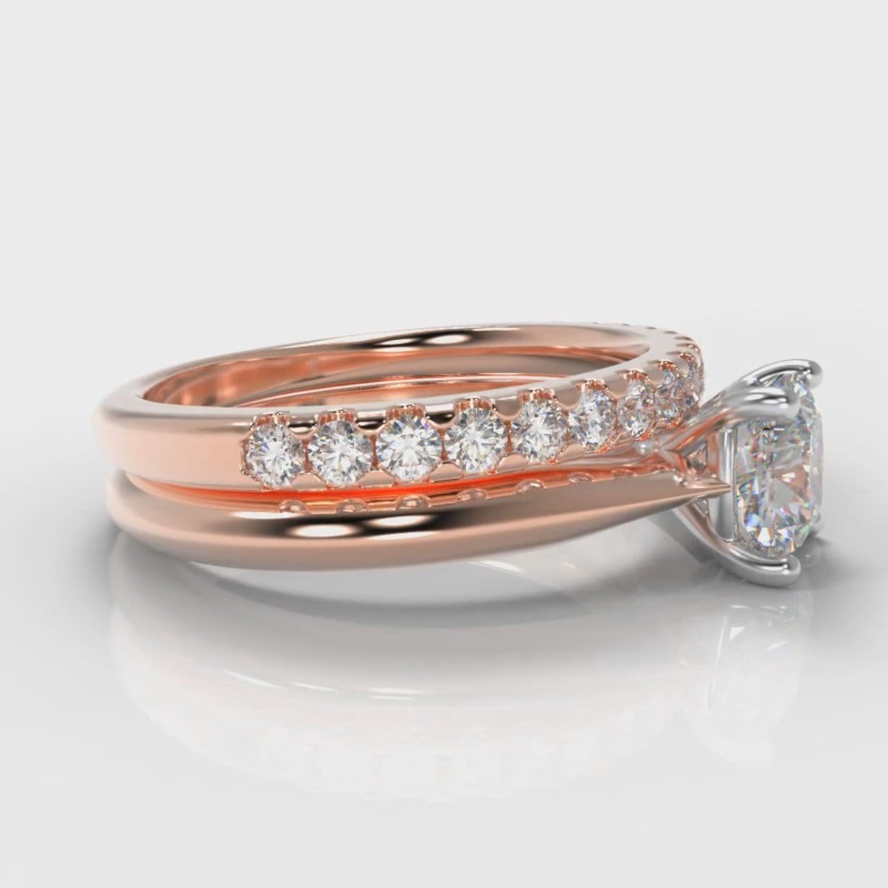Carrée Solitaire Cushion Cut Diamond Bridal Set - Rose Gold