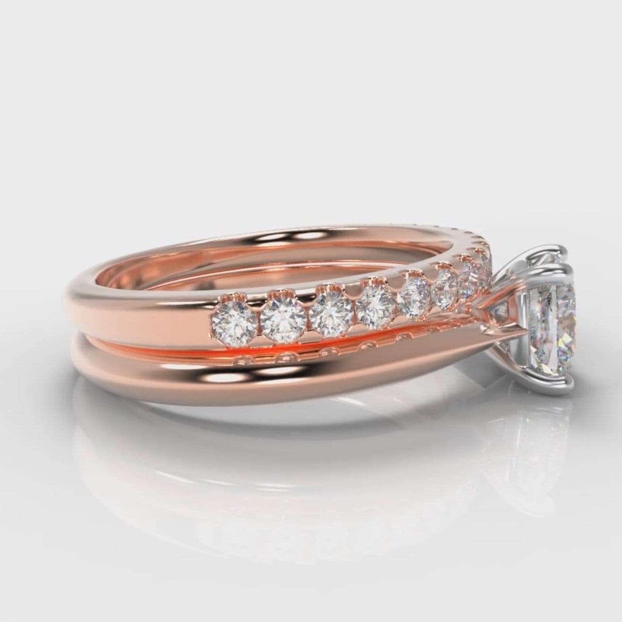 Carrée Solitaire Cushion Cut Diamond Bridal Set - Rose Gold