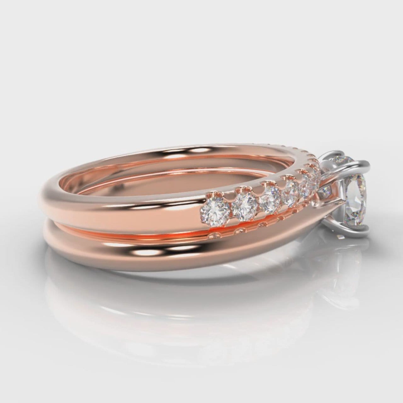 Carrée Solitaire Cushion Cut Diamond Bridal Set - Rose Gold
