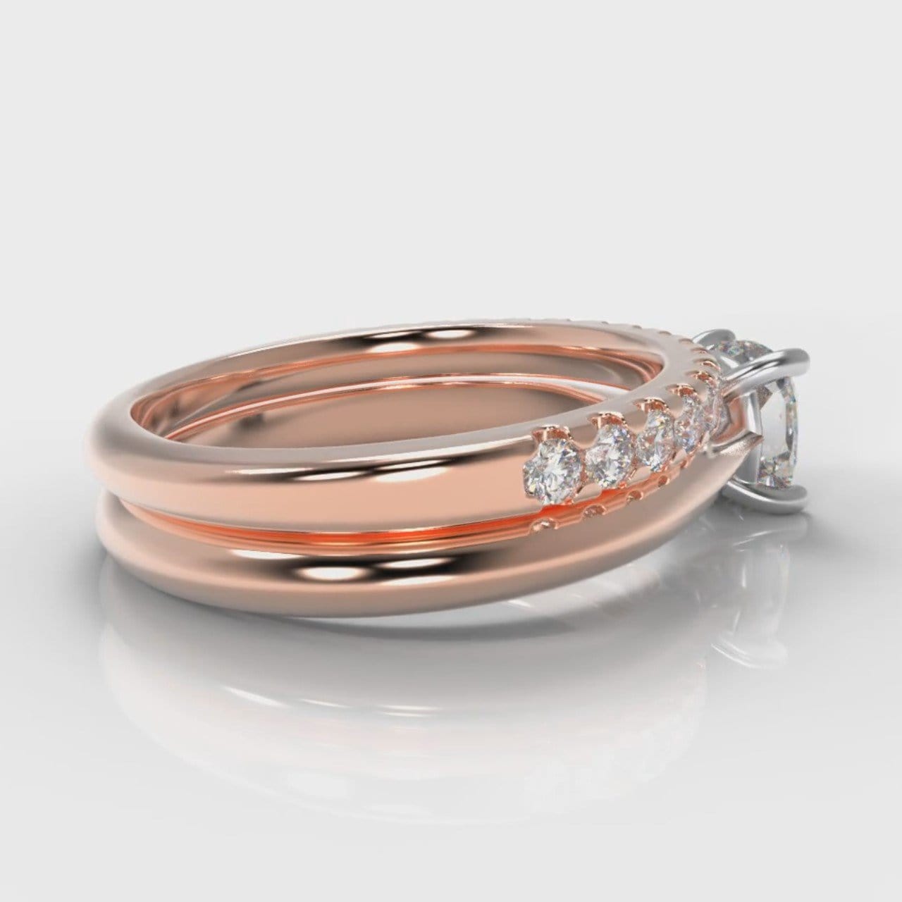 Carrée Solitaire Cushion Cut Diamond Bridal Set - Rose Gold